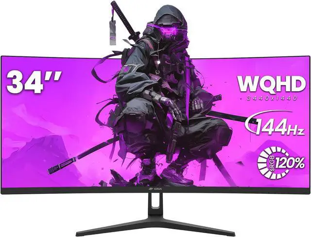 Alt view image 8 of 12 - CRUA 34 WQHD Ultrawide Gaming Display 21:9 Curved 3440×1440, 165Hz/144Hz Smooth Motion, 1500R VA Panel, 120% sRGB, FreeSync, PIP/PBP, HDMI 2.0 & DP 1.4, VESA Mount Ready Black