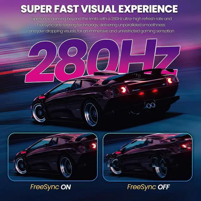Alt view image 3 of 7 - CRUA 27 Curved Gaming Monitor  280Hz FHD 1920×1080 VA Panel, 1800R Curvature, 120% sRGB Wide Color, FreeSync, Low Blue Light, HDMI 1.4 & DP 1.2, VESA Mount Ready  Black