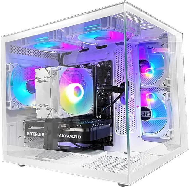 Alt view image 3 of 6 - Suevery Gaming PC | 16G RAM | 1000G SSD | Ryzen 5 5600 | 6Cores UP to 4.4G | RX6500XT 4G | 4K Prebuilt Office Desktop Computer Wi Fi Home White