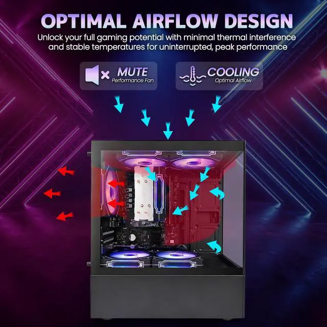 Alt view image 5 of 7 - Suevery Gaming PC Desktop, AMD Ryzen 5 5600GT Processor, 16GB DDR4 3200MHz RAM, 512GB NVMe SSD, Wi-Fi 6, RGB Fans, 650W PSU, Integrated Radeon Graphics, Black
