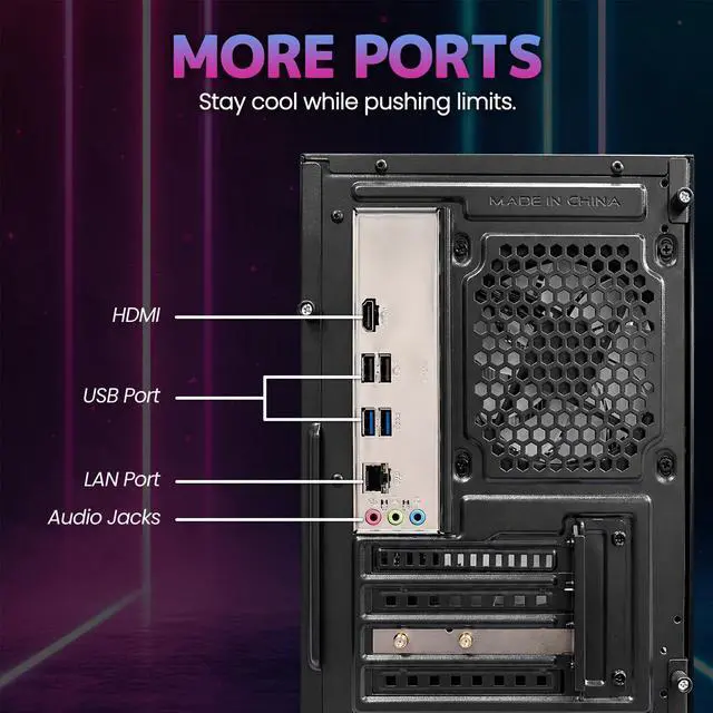 Alt view image 7 of 7 - Suevery Gaming PC Desktop, AMD Ryzen 5 5600GT Processor, 16GB DDR4 3200MHz RAM, 512GB NVMe SSD, Wi-Fi 6, RGB Fans, 650W PSU, Integrated Radeon Graphics, Black