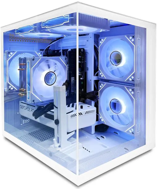 Main image of Suevery Gaming PC Desktop, AMD Ryzen 7 5700X 8-Core Processor, NVIDIA GeForce RTX 5060 8GB, 16GB DDR4 3200MHz RAM, 1TB NVMe SSD, Wi-Fi 6, RGB Lighting, 650W PSU, White