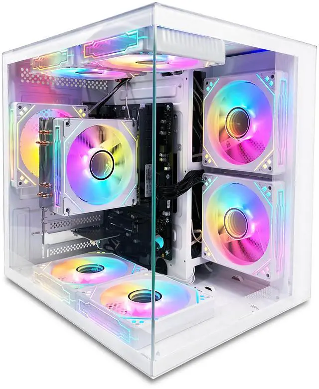 Main image of Suevery Desktop Gaming PC, AMD Ryzen 5 5600GT Processor, 16GB DDR4 3200MHz RAM, 512GB NVMe SSD, Wi-Fi 6, RGB Fans, 650W PSU, Integrated Radeon Graphics, White