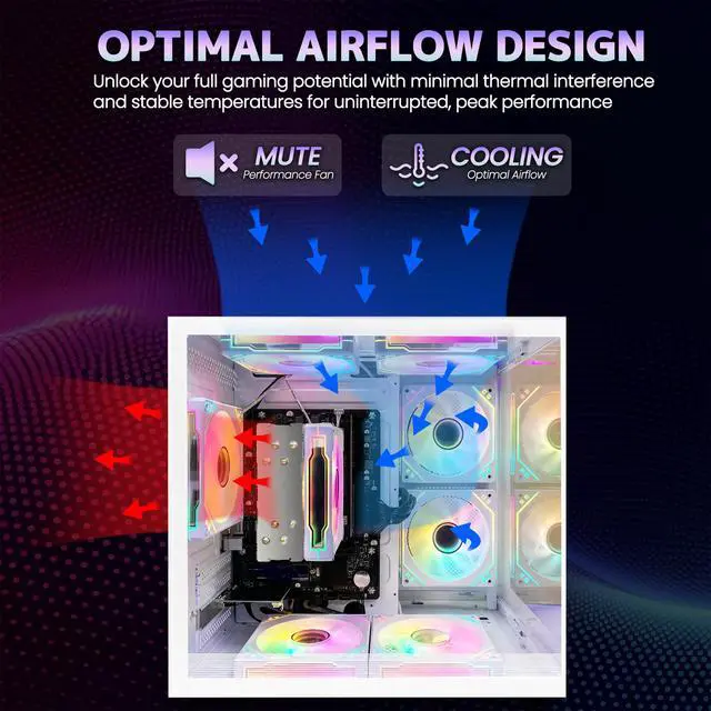 Alt view image 5 of 7 - Suevery Desktop Gaming PC, AMD Ryzen 5 5600GT Processor, 16GB DDR4 3200MHz RAM, 512GB NVMe SSD, Wi-Fi 6, RGB Fans, 650W PSU, Integrated Radeon Graphics, White