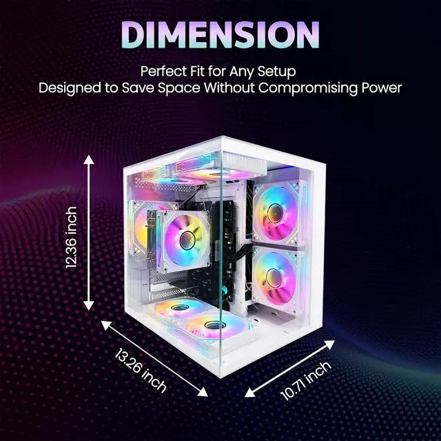 Alt view image 6 of 7 - Suevery Desktop Gaming PC, AMD Ryzen 5 5600GT Processor, 16GB DDR4 3200MHz RAM, 512GB NVMe SSD, Wi-Fi 6, RGB Fans, 650W PSU, Integrated Radeon Graphics, White