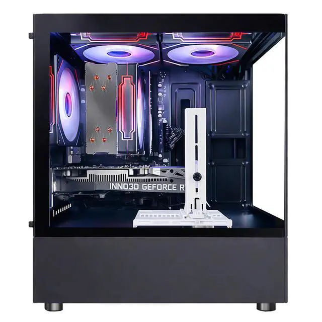 Alt view image 2 of 7 - Suevery Gaming Desktop PC AMD Ryzen 5 5500, GeForce RTX 3050 6GB, 16GB DDR4 3200MHz, 512GB NVMe SSD, WiFi 6, RGB Fans, Tempered Glass Case, Black 1080p Gaming Ready