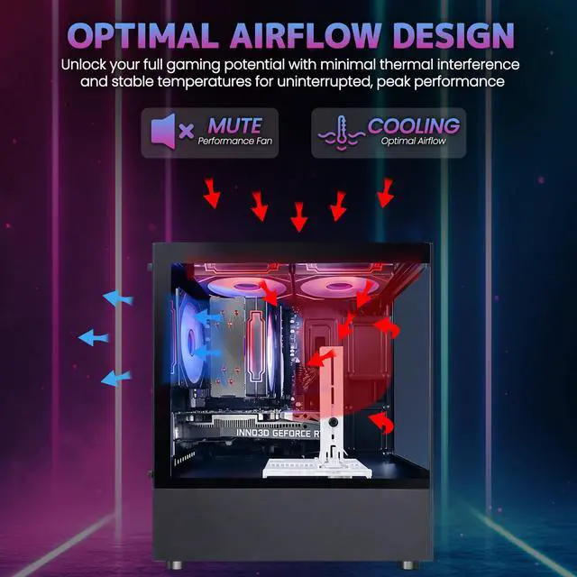 Alt view image 5 of 7 - Suevery Gaming Desktop PC AMD Ryzen 5 5500, GeForce RTX 3050 6GB, 16GB DDR4 3200MHz, 512GB NVMe SSD, WiFi 6, RGB Fans, Tempered Glass Case, Black 1080p Gaming Ready
