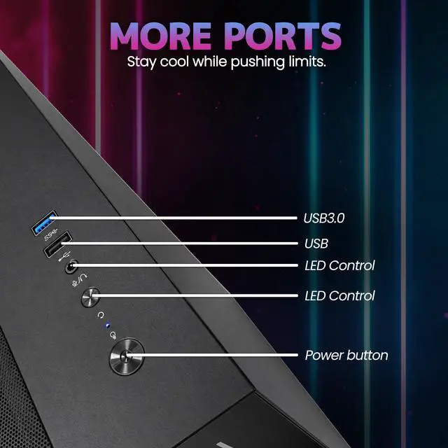 Alt view image 4 of 7 - Suevery Desktop PC Computer, AMD Ryzen 5 3400G up to 4.2GHz, 16GB DDR4 RAM, 256GB SATA SSD, Radeon Vega 11 Graphics, Wi-Fi 6, RGB Fans, 400W PSU, B450 Motherboard, Black