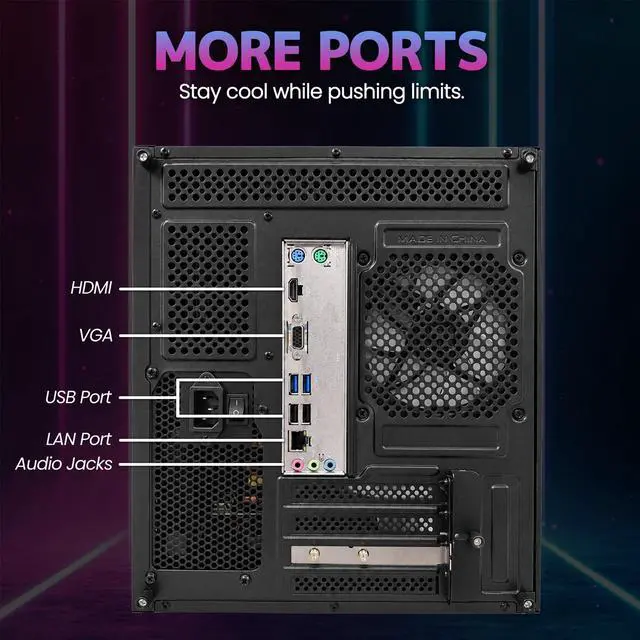 Alt view image 7 of 7 - Suevery Desktop PC Computer, AMD Ryzen 5 3400G up to 4.2GHz, 16GB DDR4 RAM, 256GB SATA SSD, Radeon Vega 11 Graphics, Wi-Fi 6, RGB Fans, 400W PSU, B450 Motherboard, Black