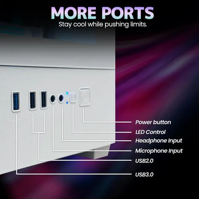 Alt view image 4 of 6 - Suevery Desktop PC Computer, AMD Ryzen 5 3400G up to 4.2GHz, 16GB DDR4 RAM, 256GB SATA SSD, Radeon Vega 11 Graphics, Wi-Fi 6, RGB Fans, 400W PSU, B450 Motherboard, White