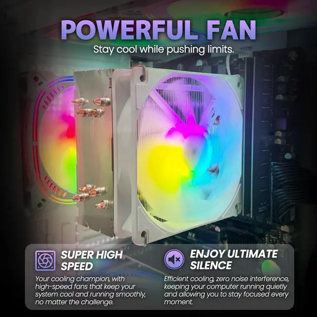Alt view image 3 of 6 - Suevery Desktop PC Computer, AMD Ryzen 5 3400G up to 4.2GHz, 16GB DDR4 RAM, 256GB SATA SSD, Radeon Vega 11 Graphics, Wi-Fi 6, RGB Fans, 400W PSU, B450 Motherboard, White