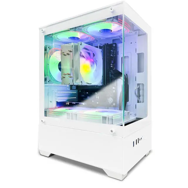 Alt view image 6 of 6 - Suevery Desktop PC Computer, AMD Ryzen 5 3400G up to 4.2GHz, 16GB DDR4 RAM, 256GB SATA SSD, Radeon Vega 11 Graphics, Wi-Fi 6, RGB Fans, 400W PSU, B450 Motherboard, White