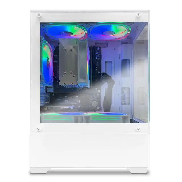 Alt view image 5 of 6 - Suevery Desktop PC Computer, AMD Ryzen 5 3400G up to 4.2GHz, 16GB DDR4 RAM, 256GB SATA SSD, Radeon Vega 11 Graphics, Wi-Fi 6, RGB Fans, 400W PSU, B450 Motherboard, White