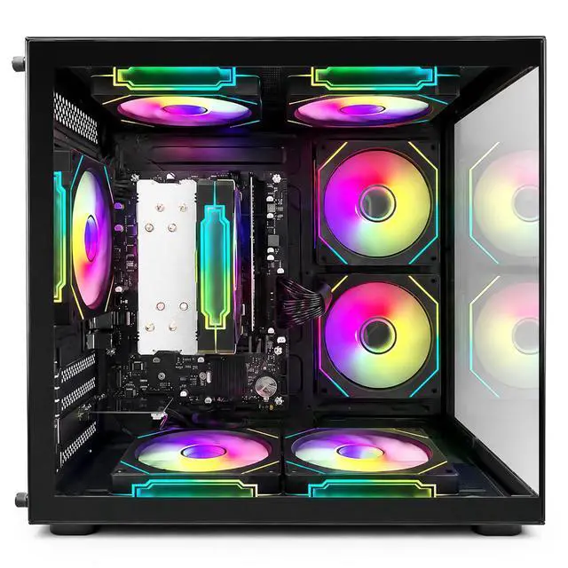 Alt view image 2 of 7 - Suevery Desktop PC Computer, AMD Ryzen 5 3400G up to 4.2GHz, 16GB DDR4 RAM, 256GB SATA SSD, Radeon Vega 11 Graphics, Wi-Fi 6, RGB Fans, 400W PSU, B450 Motherboard, Black