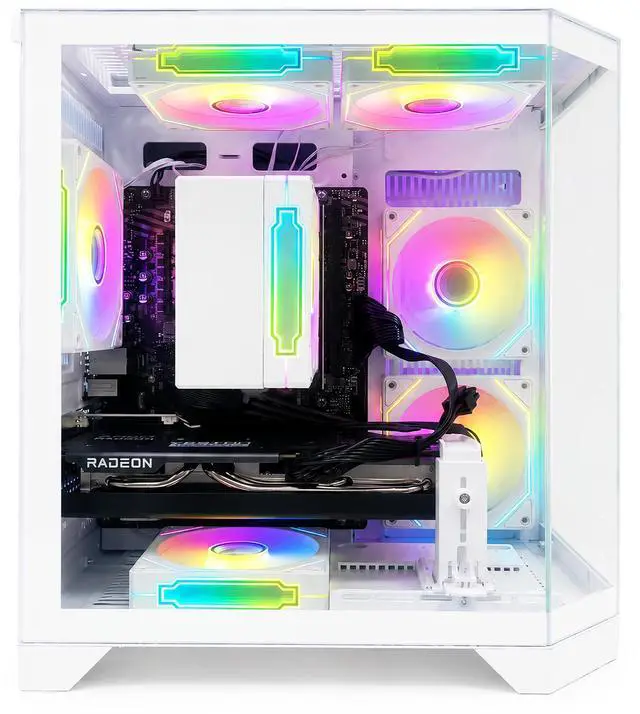 Main image of Suevery Gaming PC Desktop, AMD Ryzen 5 4500 Processor, AMD Radeon RX 6500 XT 4GB Graphics, 16GB DDR4 RAM, 512GB NVMe SSD, Wi-Fi, RGB Fans, 400W PSU, White Mini Tower