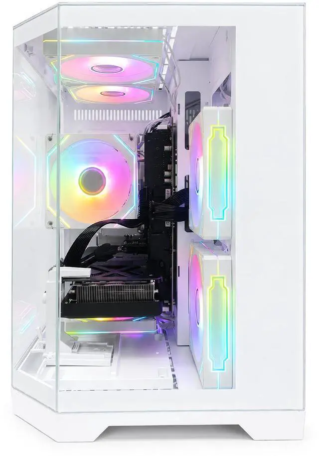Alt view image 3 of 7 - Suevery Gaming PC Desktop, AMD Ryzen 5 4500 Processor, AMD Radeon RX 6500 XT 4GB Graphics, 16GB DDR4 RAM, 512GB NVMe SSD, Wi-Fi, RGB Fans, 400W PSU, White Mini Tower