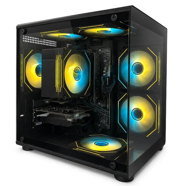Main image of Suevery Gaming PC Desktop, AMD Ryzen 7 4700LE 8-Core Processor, NVIDIA GeForce RX 6500XT, 16GB DDR4 RAM, 512GB SSD, Wi-Fi, RGB Lighting, 400W PSU, Black