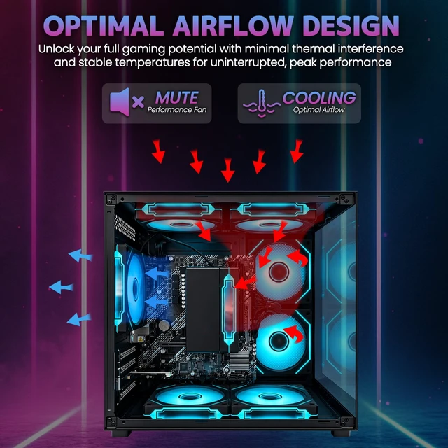 Alt view image 5 of 7 - Suevery Desktop PC Computer for Business, AMD Ryzen 5 3400G up to 4.2GHz, 16GB DDR4 RAM, 256GB SATA SSD, Radeon Vega 11 Graphics, Wi-Fi 6, RGB Fans, 400W PSU, B450 Motherboard, Black