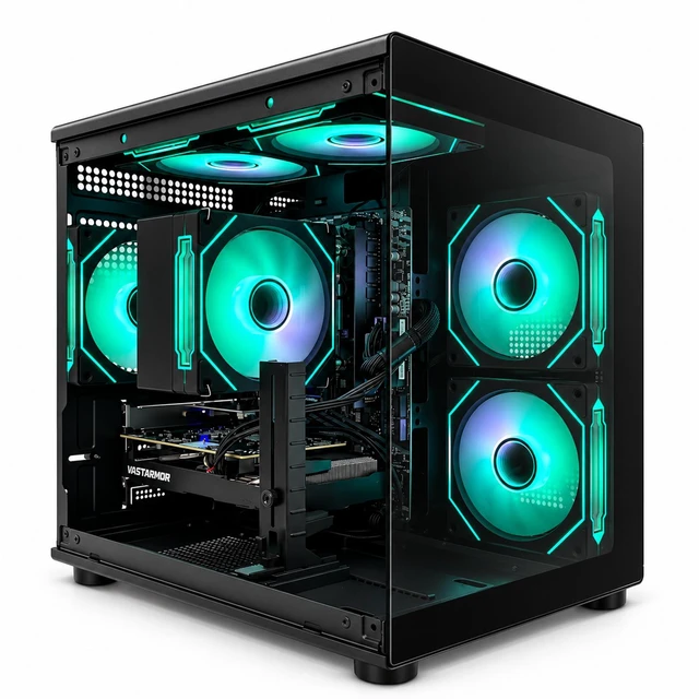Main image of Suevery Gaming PC Desktop, AMD Ryzen 7 4700LE 8-Core Processor, NVIDIA GeForce RX 6500XT, 16GB DDR4 RAM, 512GB SSD, Wi-Fi, RGB Lighting, 400W PSU, Black