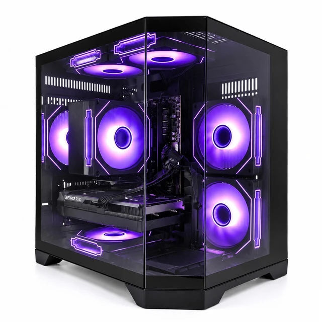 Main image of Suevery Gaming PC Desktop, AMD Ryzen 7 5700X 8-Core Processor, NVIDIA GeForce RTX 5060 8GB, 16GB DDR4 3200MHz RAM, 1TB NVMe SSD, Wi-Fi 6, RGB Lighting, 650W PSU, Black