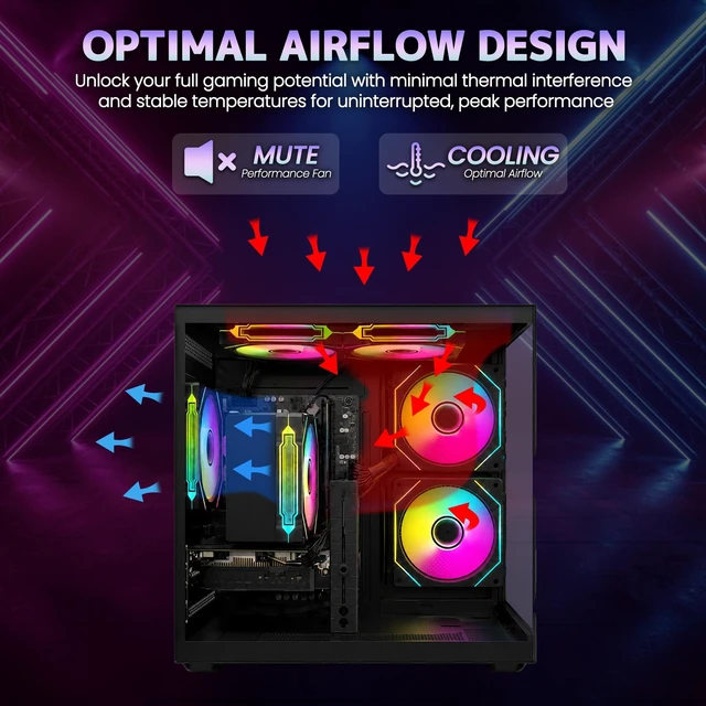Alt view image 5 of 7 - Suevery Gaming Desktop PC AMD Ryzen 5 5500, GeForce RTX 3050 6GB, 16GB DDR4 3200MHz, 512GB NVMe SSD, WiFi 6, RGB Fans, Tempered Glass Case, Black 1080p Gaming Ready