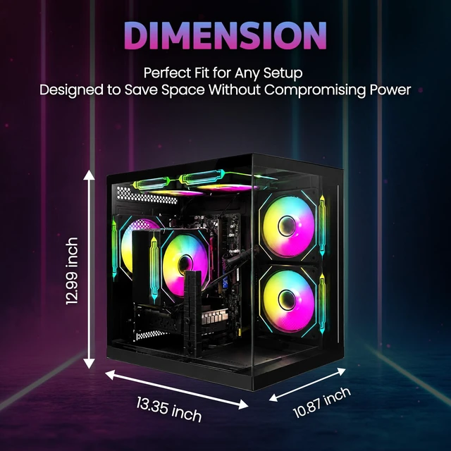 Alt view image 6 of 7 - Suevery Gaming Desktop PC AMD Ryzen 5 5500, GeForce RTX 3050 6GB, 16GB DDR4 3200MHz, 512GB NVMe SSD, WiFi 6, RGB Fans, Tempered Glass Case, Black 1080p Gaming Ready