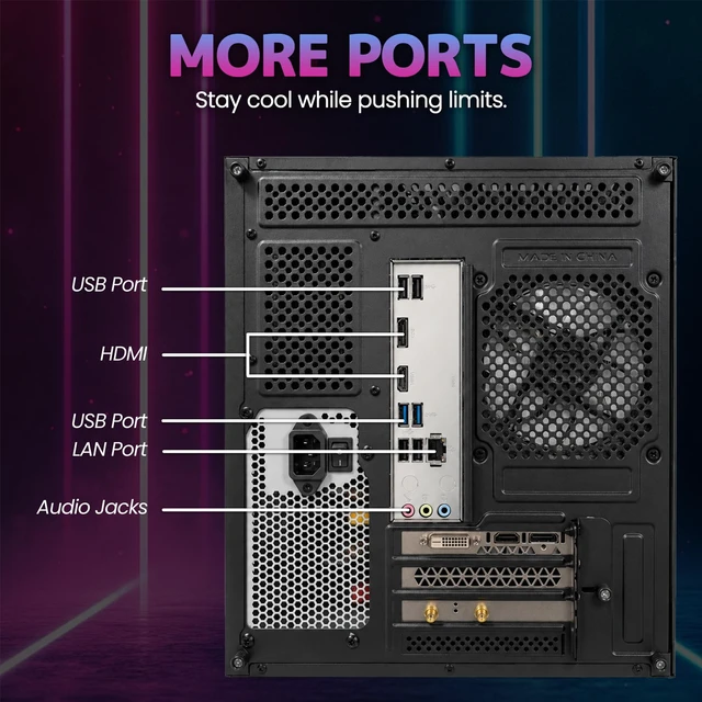 Alt view image 7 of 7 - Suevery Gaming Desktop PC AMD Ryzen 5 5500, GeForce RTX 3050 6GB, 16GB DDR4 3200MHz, 512GB NVMe SSD, WiFi 6, RGB Fans, Tempered Glass Case, Black 1080p Gaming Ready