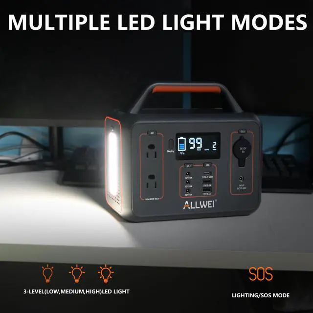 Alt view image 4 of 7 - ALLWEI Portable Power Station 300W(Surge 600W), 280Wh Solar Generator with 120V AC Outlet, 78000mAh Backup Lithium Battery Generator for CPAP Outdoor RV Camping Emergency Home Use