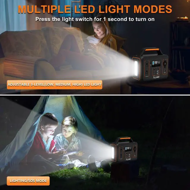 Alt view image 7 of 7 - ALLWEI Portable Power Station 300W(Surge 600W), 280Wh Solar Generator with 120V AC Outlet, 78000mAh Backup Lithium Battery Generator for CPAP Outdoor RV Camping Emergency Home Use