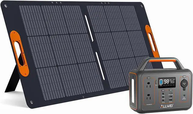 Main image of ALLWEI 300W Solar Generator with 100W Solar Panel Included, 280Wh Portable Power Station with AC Outlet USB Port, Solar Powered Battery Generator for Outdoor Camping, Home Backup, Power Outage