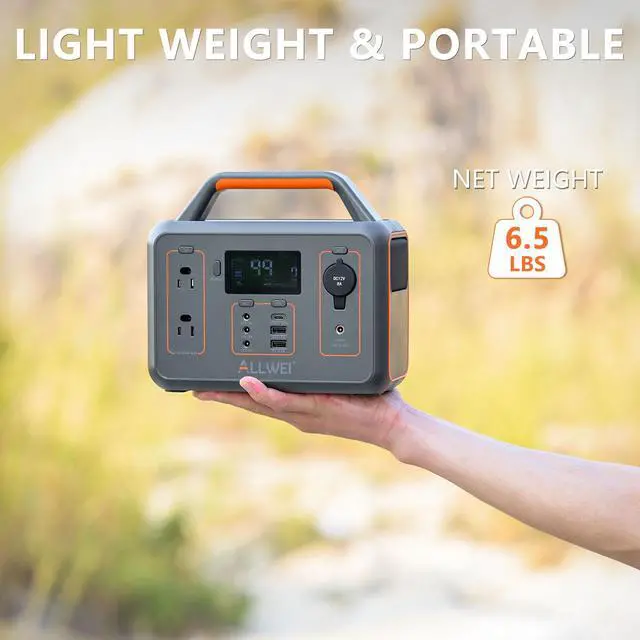 Alt view image 5 of 7 - ALLWEI 300W Solar Generator with 100W Solar Panel Included, 280Wh Portable Power Station with AC Outlet USB Port, Solar Powered Battery Generator for Outdoor Camping, Home Backup, Power Outage