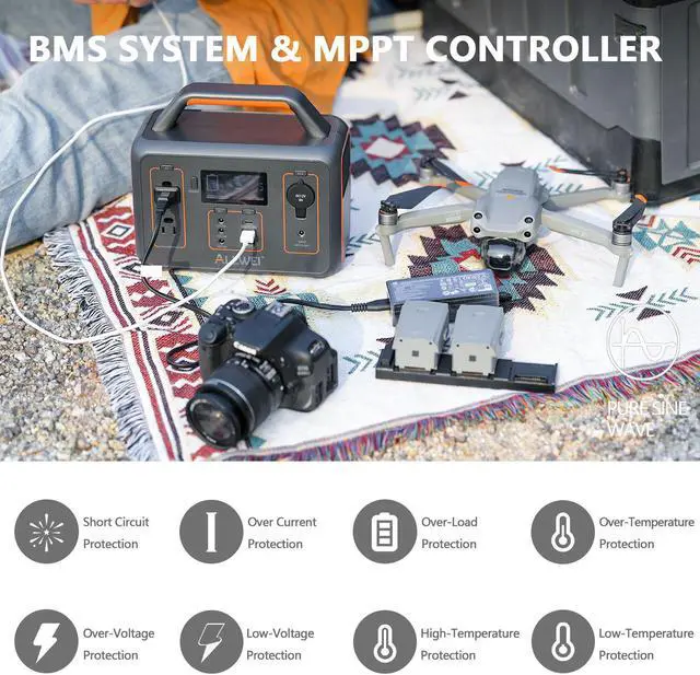 Alt view image 7 of 7 - ALLWEI 300W Solar Generator with 100W Solar Panel Included, 280Wh Portable Power Station with AC Outlet USB Port, Solar Powered Battery Generator for Outdoor Camping, Home Backup, Power Outage
