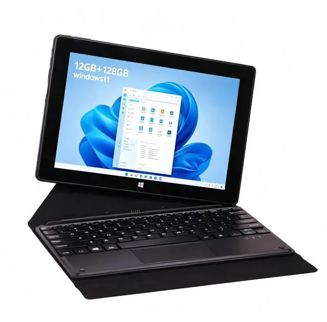 Main image of Hongsamde 2 in 1 Windows Tablet PC, 10.1 Inch Windows 11 Pro Tablet , 12GB RAM 128GB Storage, Intel J4105 CPU, 1280*800 IPS FHD Touchscreen, with Mini HDMI/WiFi/Bluetooth/Keyboard/USB/Dual Cameras