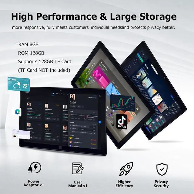 Alt view image 4 of 7 - Hongsamde 2 in 1 Windows Tablet PC, 10.1 Inch Windows 11 Pro Tablet , 12GB RAM 128GB Storage, Intel J4105 CPU, 1280*800 IPS FHD Touchscreen, with Mini HDMI/WiFi/Bluetooth/Keyboard/USB/Dual Cameras