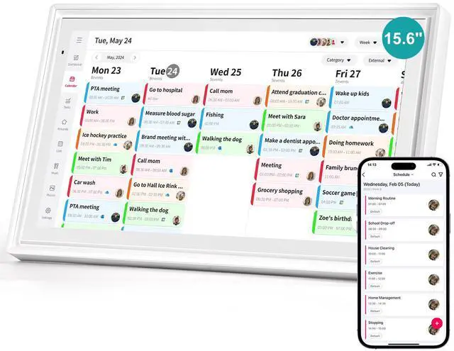 Main image of HONGSAMDE 15.6 Inch Digital Photo Frames Digital Calendar, Digital Picture Frame Large 1920 x 1080 IPS FHD Touch Screen WiFi Electron2GB+32GB, Family Task Planner