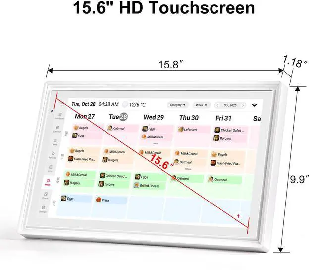 Alt view image 7 of 7 - HONGSAMDE 15.6 Inch Digital Photo Frames Digital Calendar, Digital Picture Frame Large 1920 x 1080 IPS FHD Touch Screen WiFi Electron2GB+32GB, Family Task Planner