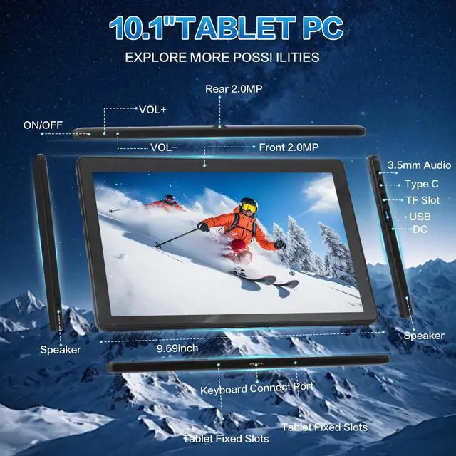 Alt view image 7 of 7 - Hongsamde 2 in 1 Windows Tablet PC, 10.1 Inch Windows 11 Pro Tablet , 8GB RAM 256GB Storage, Intel J4105 CPU, 1280*800 IPS FHD Touchscreen, with Mini HDMI/WiFi/Bluetooth/Keyboard/USB/Dual Cameras