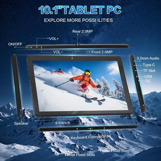 Alt view image 7 of 7 - Hongsamde 2 in 1 Windows Tablet PC, 10.1 Inch Windows 11 Pro Tablet , 12GB RAM 128GB Storage, Intel J4105 CPU, 1280*800 IPS FHD Touchscreen, with Mini HDMI/WiFi/Bluetooth/Keyboard/USB/Dual Cameras
