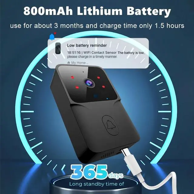 Alt view image 2 of 7 - Doorbell Camera Wireless, WiFi Video Doorbell with Chime, 2 Way Audio, AI Smart Human Detection, Night Vision, Cloud Storage, Real Time Alert for Home