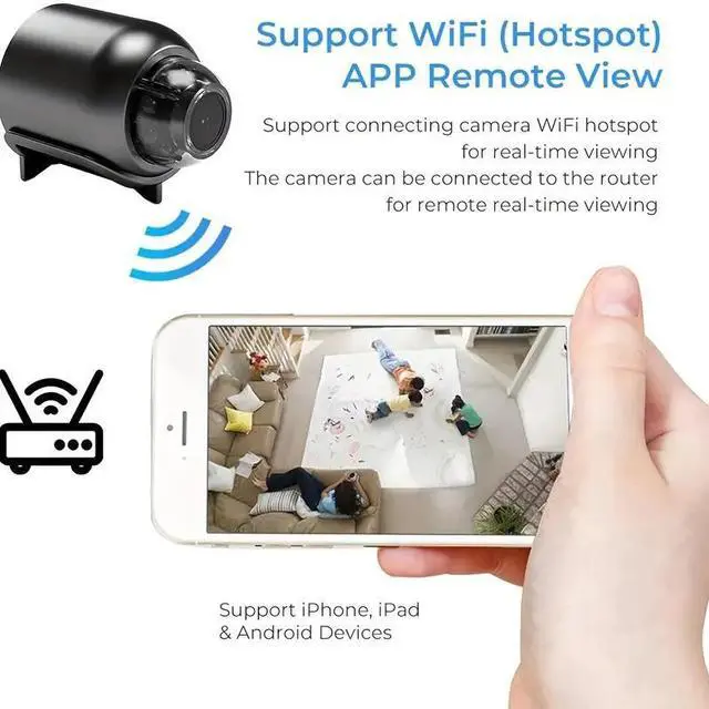 Alt view image 6 of 7 - Mini Wi-Fi Camera 1080P HD Night Vision Remote Monitoring 160° Wide Angle for Home(2Pcs)