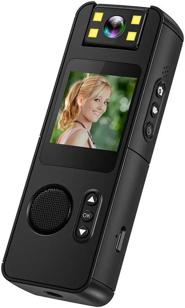 Alt view image 4 of 7 - 128GB 180° Rotate Mini Body Camera - 4K HD Wearable Camcorder with Night Vision - Long Battery Life Audio Video Camera for Daily Records