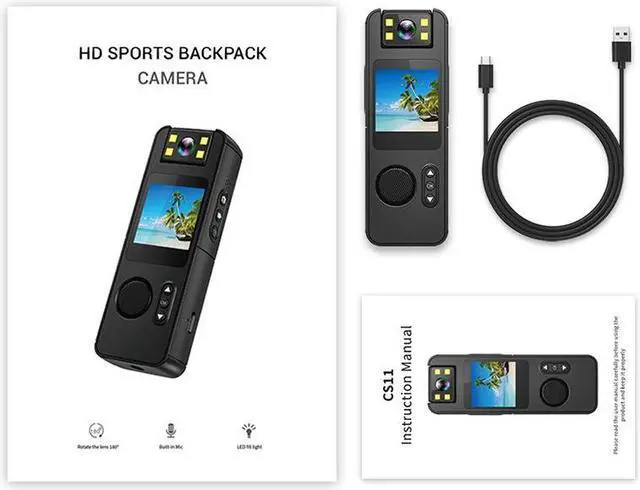 Alt view image 7 of 7 - 128GB 180° Rotate Mini Body Camera - 4K HD Wearable Camcorder with Night Vision - Long Battery Life Audio Video Camera for Daily Records