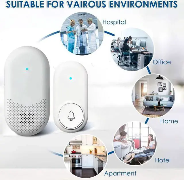 Alt view image 3 of 6 - 2 PCS Outdoor Wireless Doorbell for Home Operating at 1300 feet(2 Plug in Receiver + 2 Transmitters)