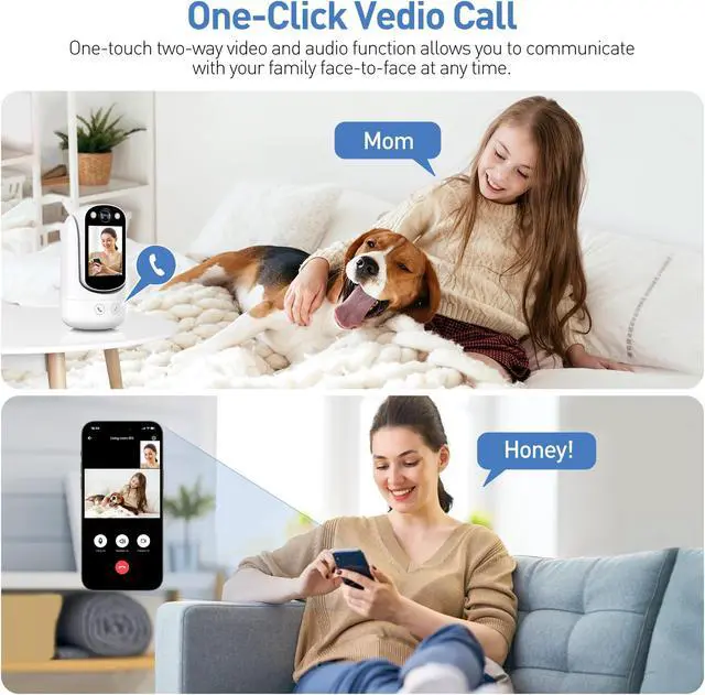 Alt view image 3 of 6 - Baby Monitor with Two Way Video Call, 1080P HD Wifi Cameras W/ 2.8 Screen for Home Security/Baby Monitor/Pet Camera, AI Motion Detection&One-Click Call, Full-Color Night Vision for Baby Pet Elderly