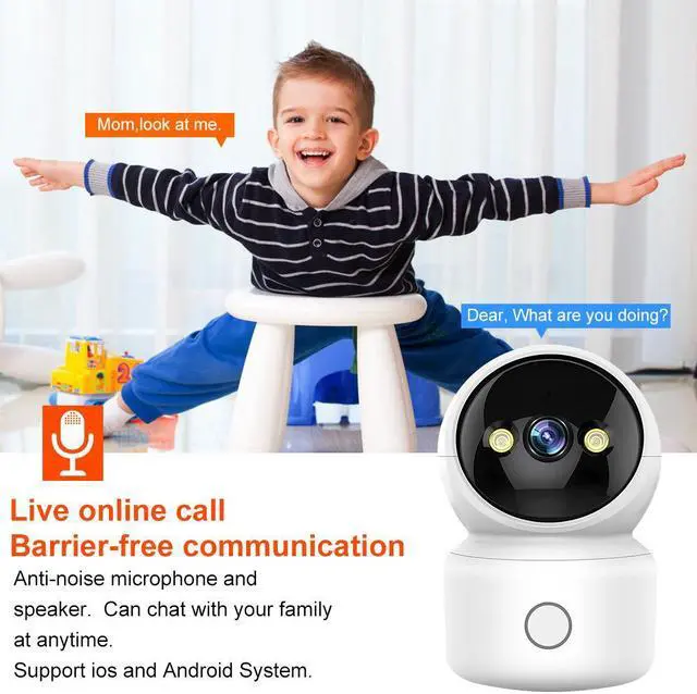 Alt view image 2 of 7 - Video Baby Monitor with Camera and Audio, 360-Degree Smart 1080P WiFi Security Indoor Camera with Night Vision