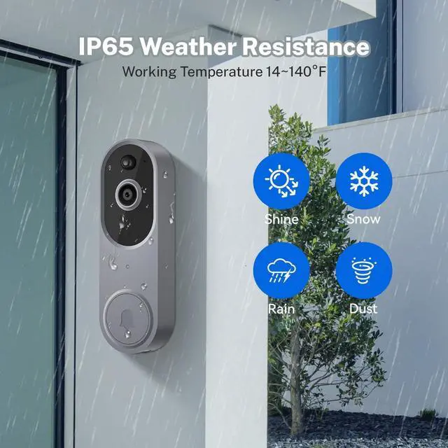 Alt view image 6 of 7 - Wireless Doorbell Camera with Chime, Video Doorbell Security Camera with Batteries for Home