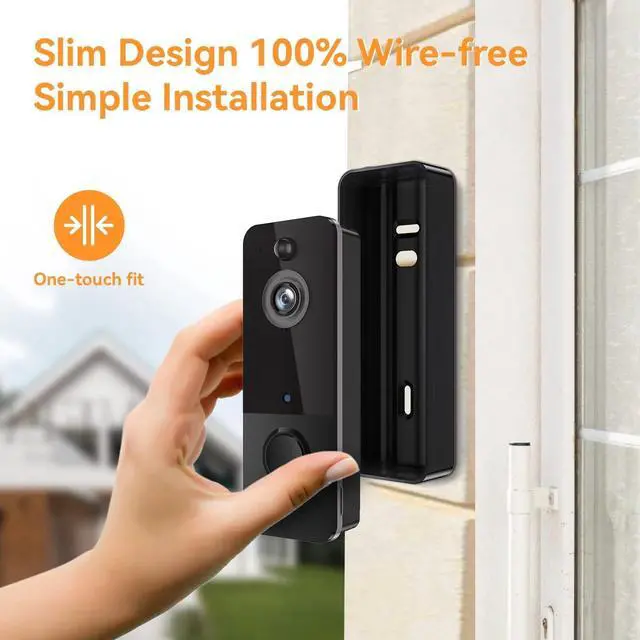 Alt view image 3 of 6 - Wireless Doorbell Camera with Chime, Smart Video Doorbell Security Camera With ,Black