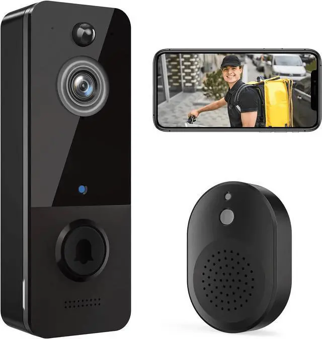 Main image of Wireless Doorbell Camera with Chime, Smart Video Doorbell Security Camera With ,Black