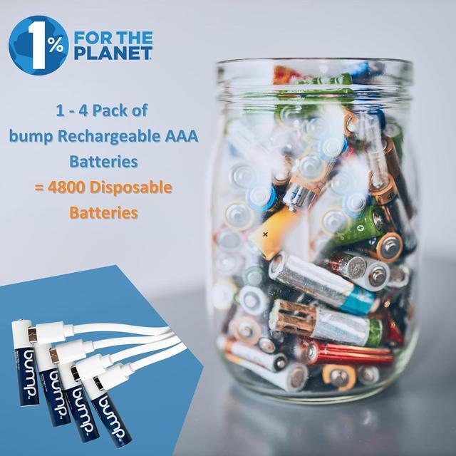 Alt view image 7 of 7 - Bump AAA 1.5V Rechargeable Lithium-Ion Batteries 4-Pack  High Output, Fast USB-C Charging, Long-Lasting for Remotes, Toys, Keyboards, Wireless Mice  Charger Cable Included