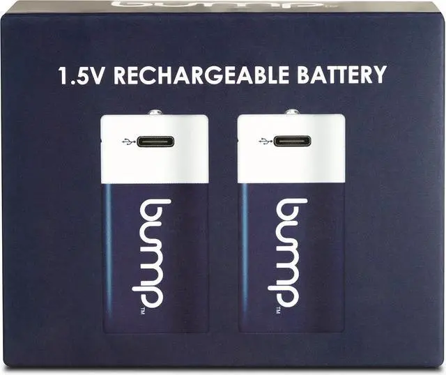 Alt view image 4 of 7 - Bump D 1.5V Rechargeable Lithium-Ion Batteries 2-Pack  12000 mWh, Fast USB-C Charging, Long-Lasting for Flashlights and Devices with Extended Running Time  Charger Cable Included